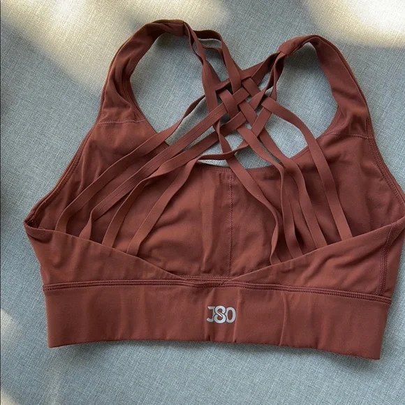 Crisscross Back Sports Bras in Green and Brown - Picture 2 of 5
